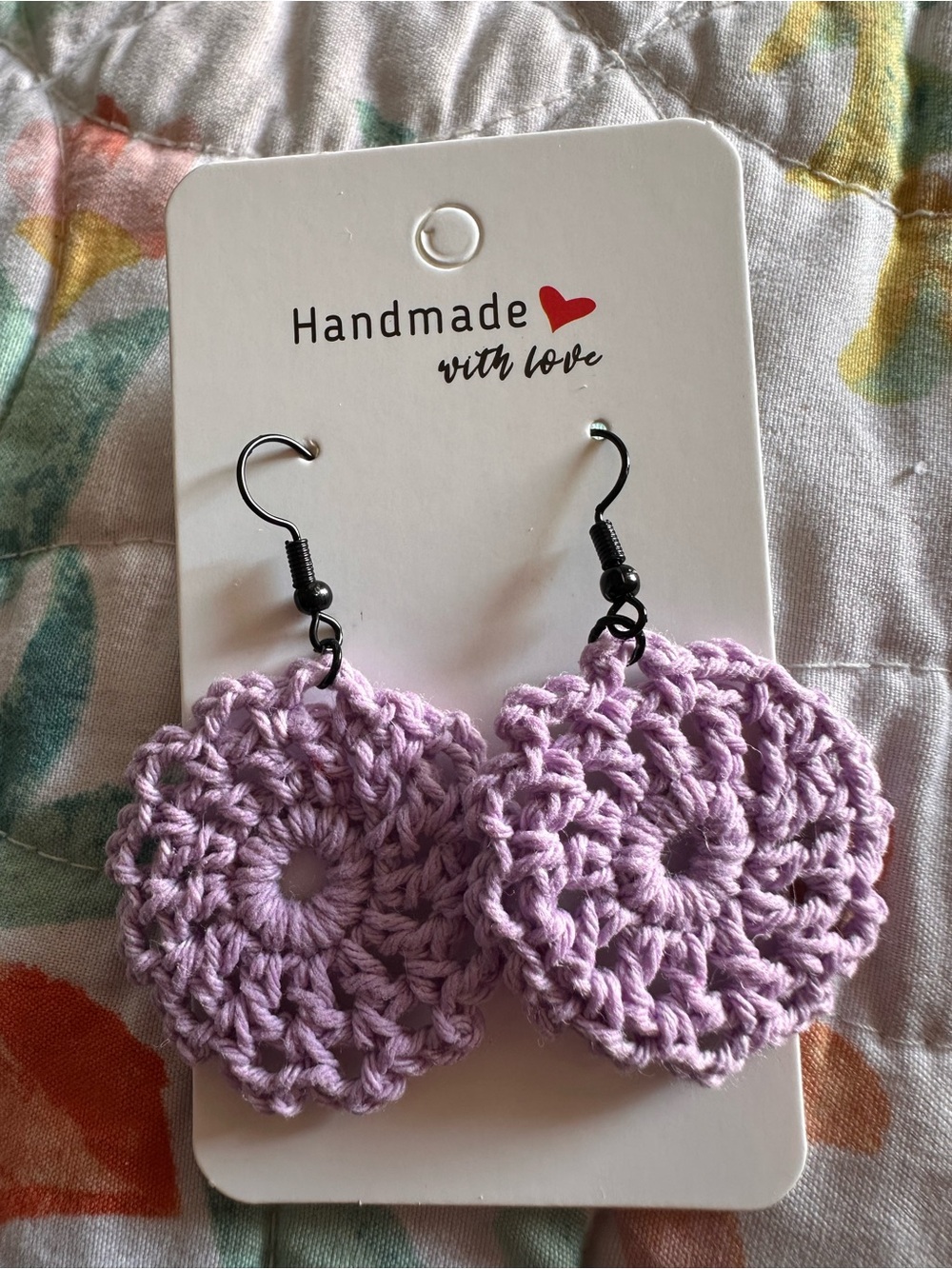 Lavender Crochet Circle Earrings - with Love